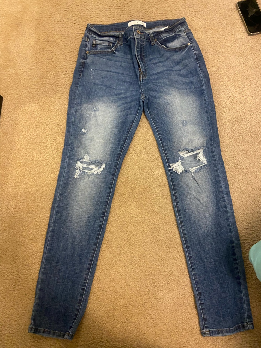 KanCan Womens's Distressed Medium Blue Skinny Jeans